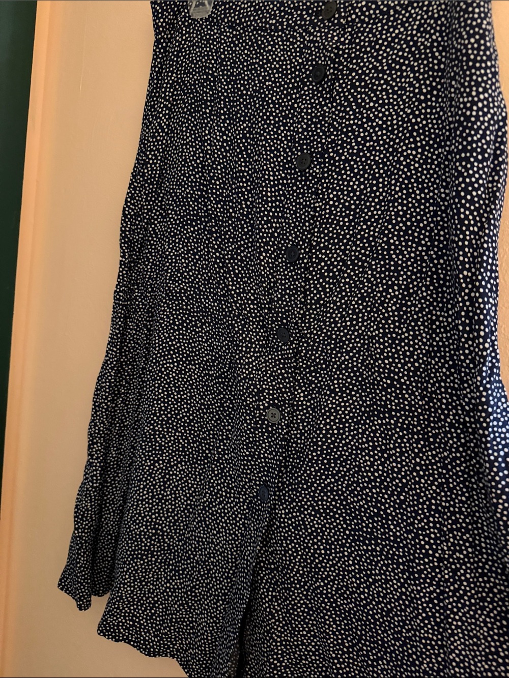 GAP Navy and White Polka Dot Button-Front Skater Skirt